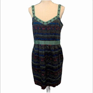 I Heart Ronson green, blue mod sheath dress size L